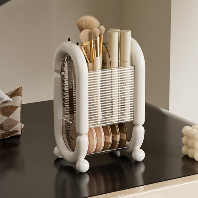 Cutie pentru Depozitare Cosmetice, Flippy, pentru Pensule, Creioane si Buretei, 4 Compartimente, din Plastic, 12 x 10 x 20 cm, Alb-5