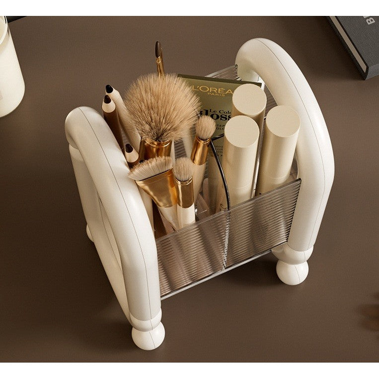 Cutie pentru Depozitare Cosmetice, Flippy, pentru Pensule, Creioane si Buretei, 4 Compartimente, din Plastic, 12 x 10 x 20 cm, Alb-6