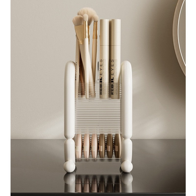 Cutie pentru Depozitare Cosmetice, Flippy, pentru Pensule, Creioane si Buretei, 4 Compartimente, din Plastic, 12 x 10 x 20 cm, Alb-7