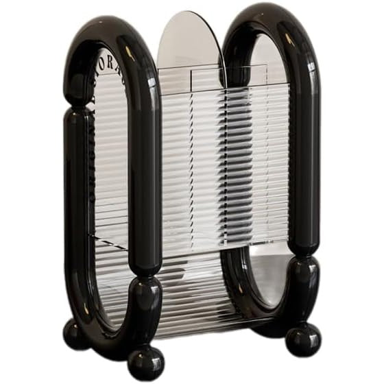 Cutie pentru Depozitare Cosmetice, Flippy, pentru Pensule, Creioane si Buretei, 4 Compartimente, din Plastic, 12 x 10 x 20 cm, Negru-0