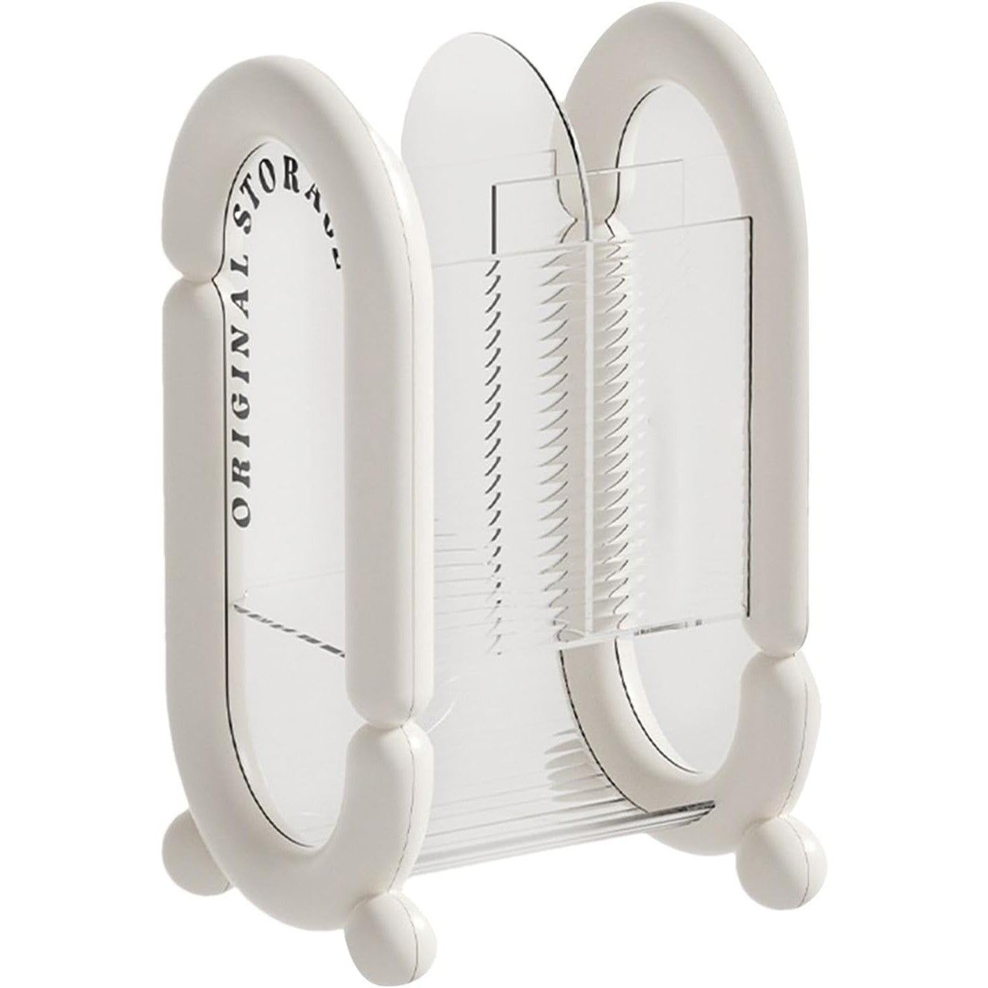 Cutie pentru Depozitare Cosmetice, Flippy, pentru Pensule, Creioane si Buretei, 4 Compartimente, din Plastic, 12 x 10 x 20 cm, Alb-0