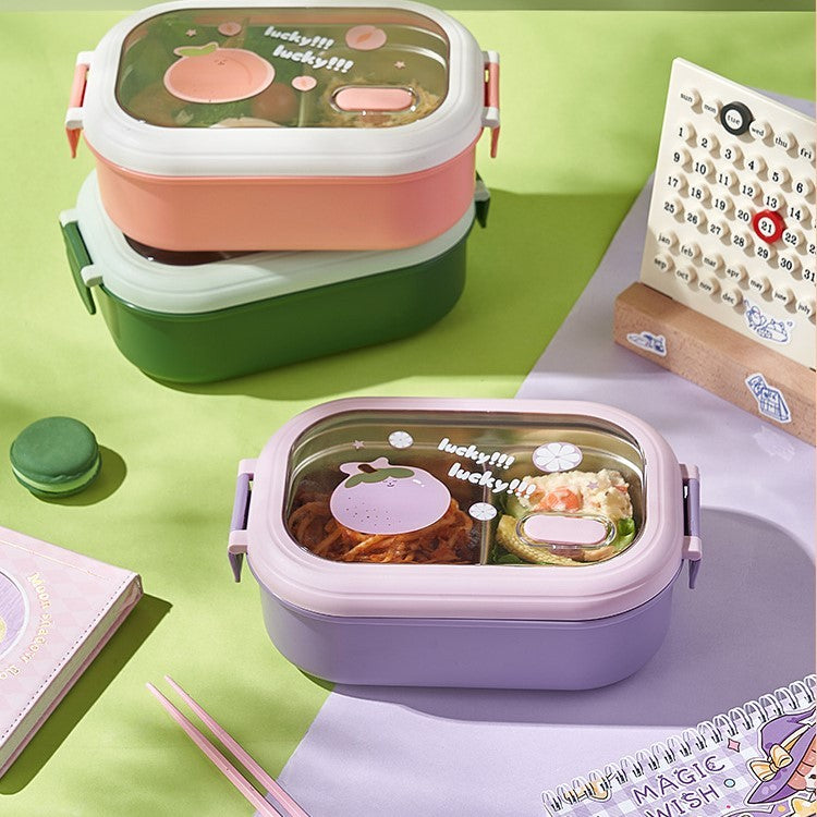 Cutie pentru Pranz sau Gustari, Flippy, cu Doua Compartimente, pentru Copii si Adulti, Etansare, PP, Perfect pentru Scoala si Birou, 1000 mL, 22.5x14.5x8 cm, Mov-10