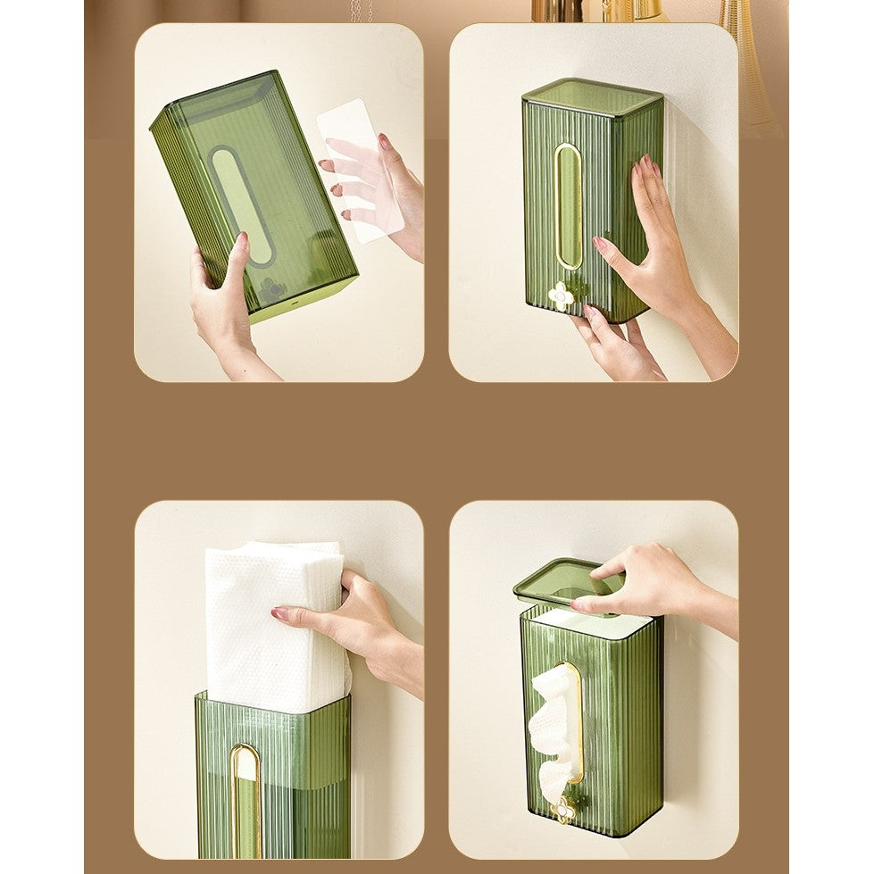 Cutie suport servetele eleganta Flippy, cu montare pe perete sau dulap, material plastic dur, 21.3 x 8.7 x 12 cm, verde-1