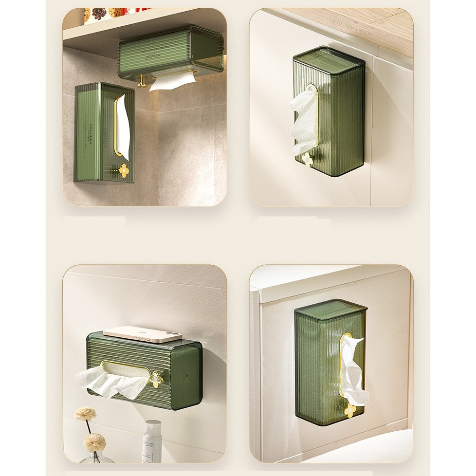 Cutie suport servetele eleganta Flippy, cu montare pe perete sau dulap, material plastic dur, 21.3 x 8.7 x 12 cm, verde-5