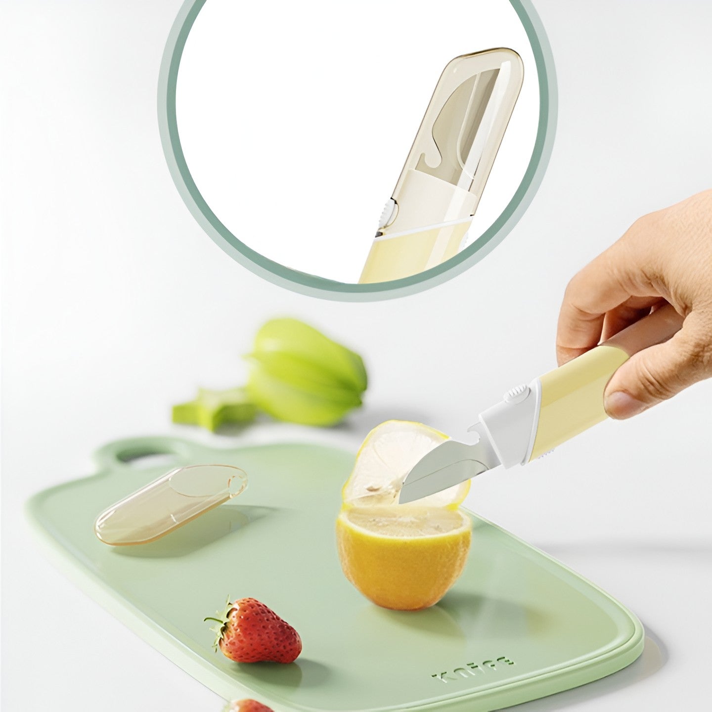 Cutit de Fructe Multifunctional, Flippy, Razatoare, Curatator Fructe-Legume, Deschizator de Sticle, 18.1x3.8x2cm, Galben-5