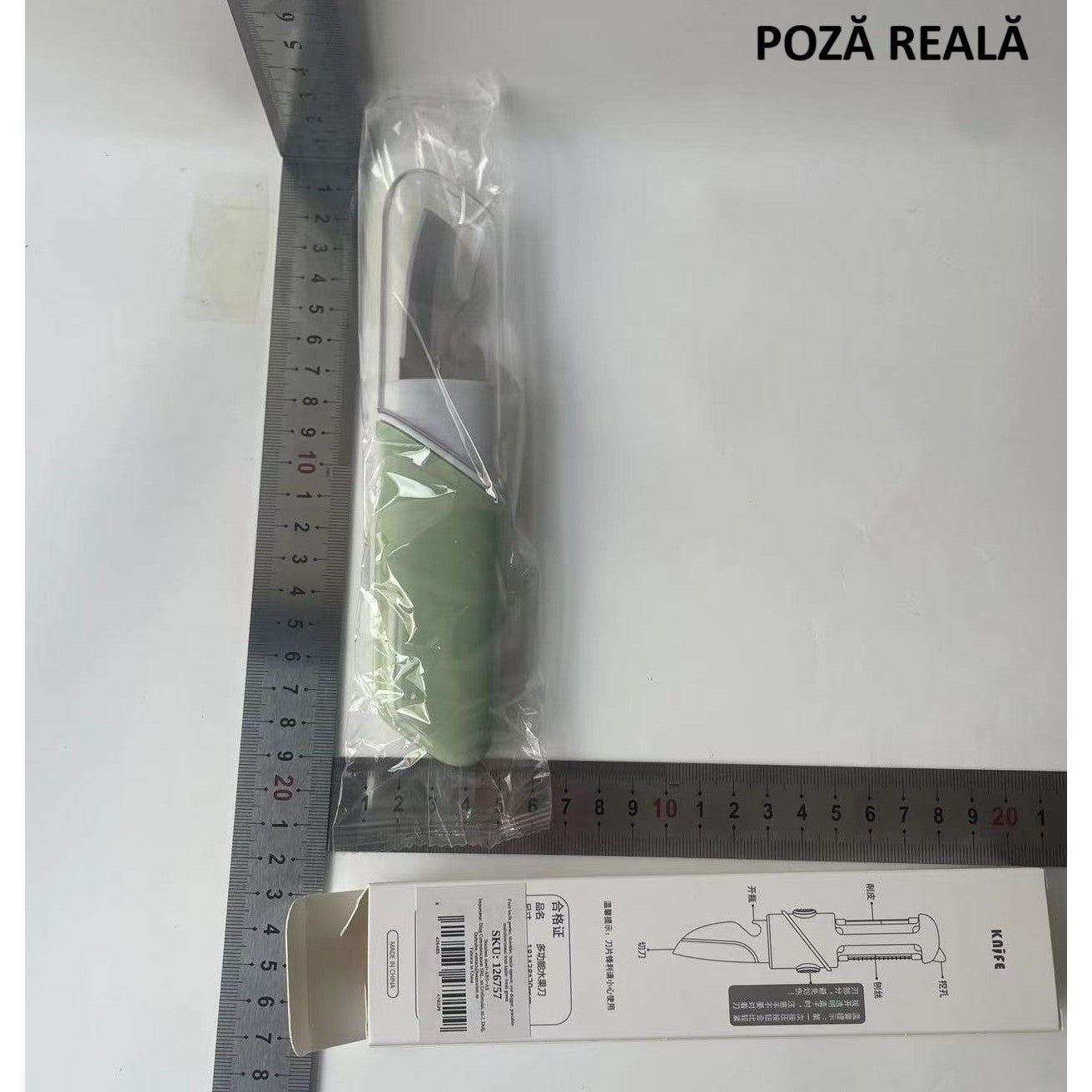 Cutit de Fructe Multifunctional, Flippy, Razatoare, Curatator Fructe-Legume, Deschizator de Sticle, 18.1x3.8x2cm, Verde-6