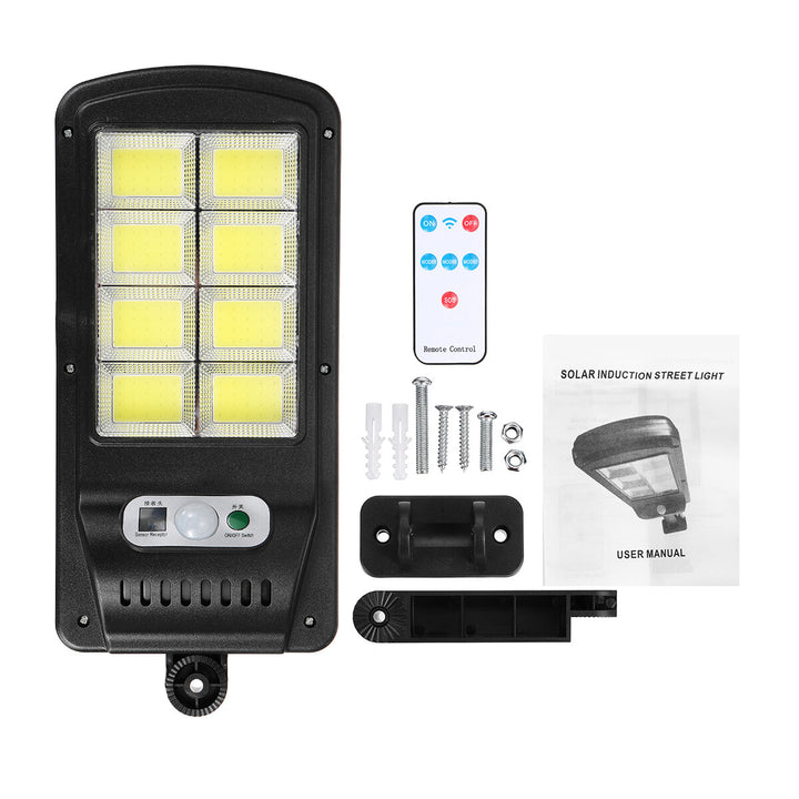 Set 3 x Lampa solara 150W LED COB, cu telecomanda si senzor miscare