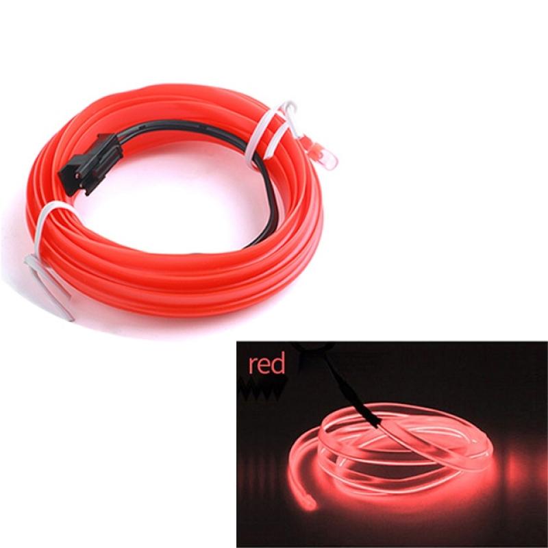 Fir Neon Auto "EL Wire" culoare Rosie, lungime 1M, alimentare 12V, droser inclus-0