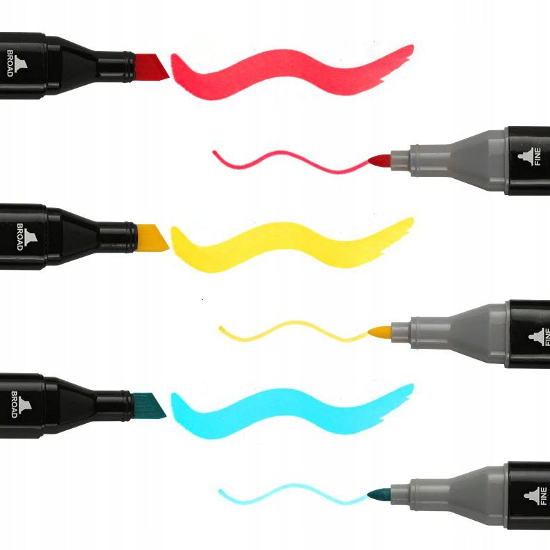 Set 120 Markere Profesionale pentru pasionatii de desen, cu cap dublu gros - subtire, cu geanta de depozitare, model AVX-WT-MDS-120-9