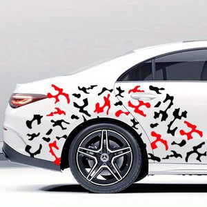 Set 2 stickere autoadezive Tuning in doua culori, model "Paint Stains", dimensiune 97 x 47 cm, culoare Negru + Rosu-0