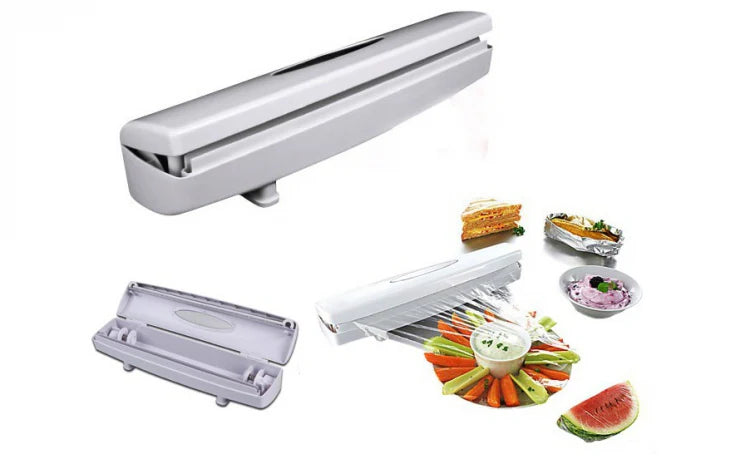 Oferta 4in1: Dispenser Folie Alimentară + Dozator Automat de Săpun + Set 6 Capace Etanșe Flexibile Reutilizabile + Aparat Spumare Lapte cu 2 Capete