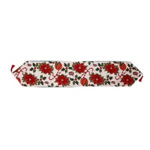 Decoratiune pentru Masa, Flippy, Model cu Flori, Tematica Craciun, Rosu-0