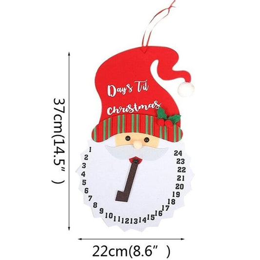 Decoratiune de Craciun Flippy, Advent calendar, numara zilele pana la Craciun, model Mos Craciun, material poliester, 37 x 22 cm, rosu-1