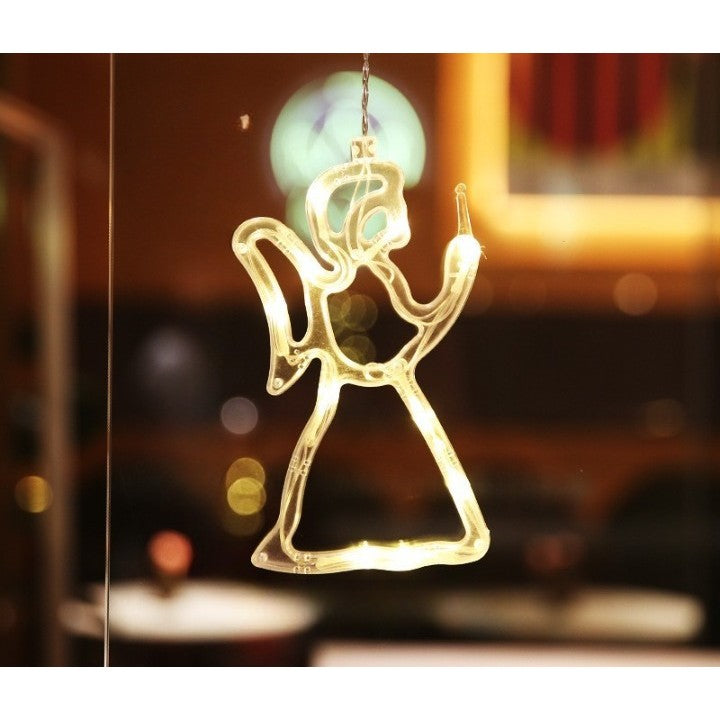 Decoratiune de Craciun Luminoasa in forma de Ingeras 21x12 cm, cu Ventuza, Alb Cald, Flippy-2