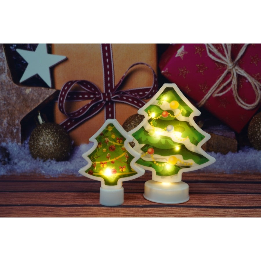 Decoratiune luminoasa 3D, Tip brad mic, cu baterii-3