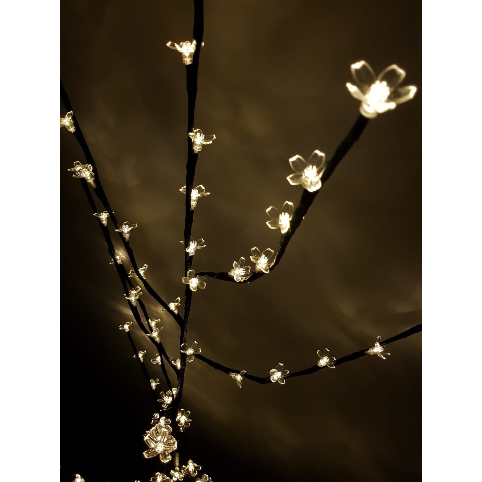 Decoratiune Luminoasa Crenguta cu Baterii 72 LED -uri Flori Alb Cald-2