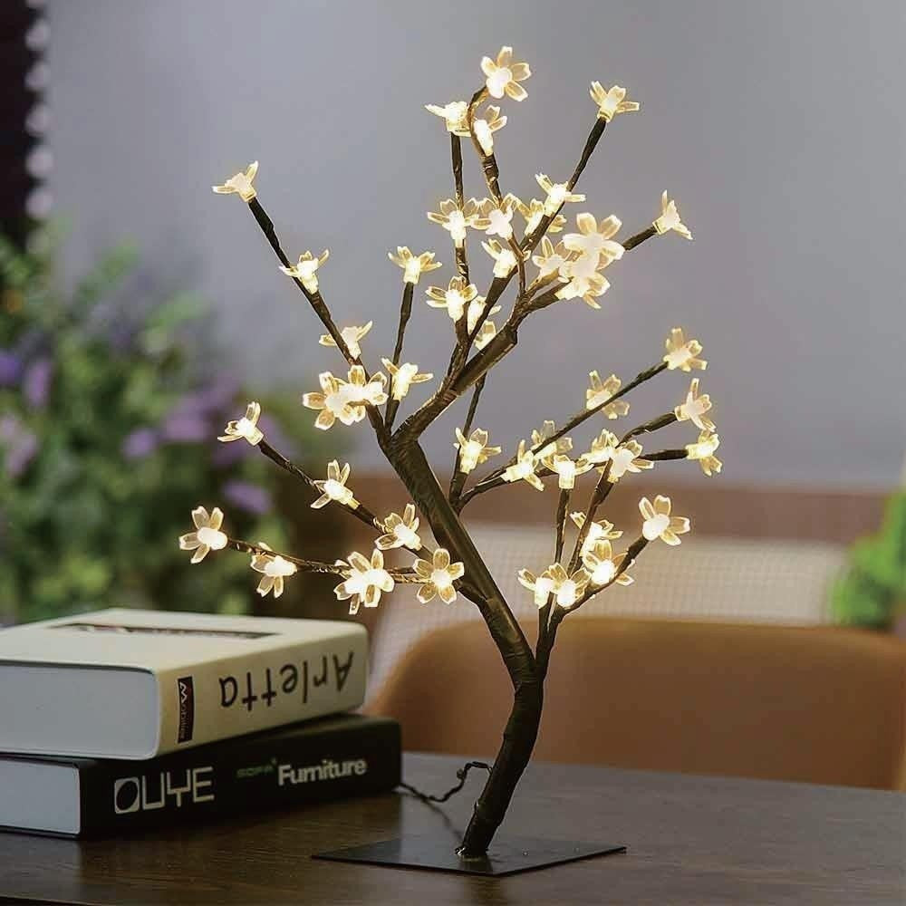 Decoratiune Luminoasa Crenguta cu Baterii 72 LED -uri Flori Alb Cald-8