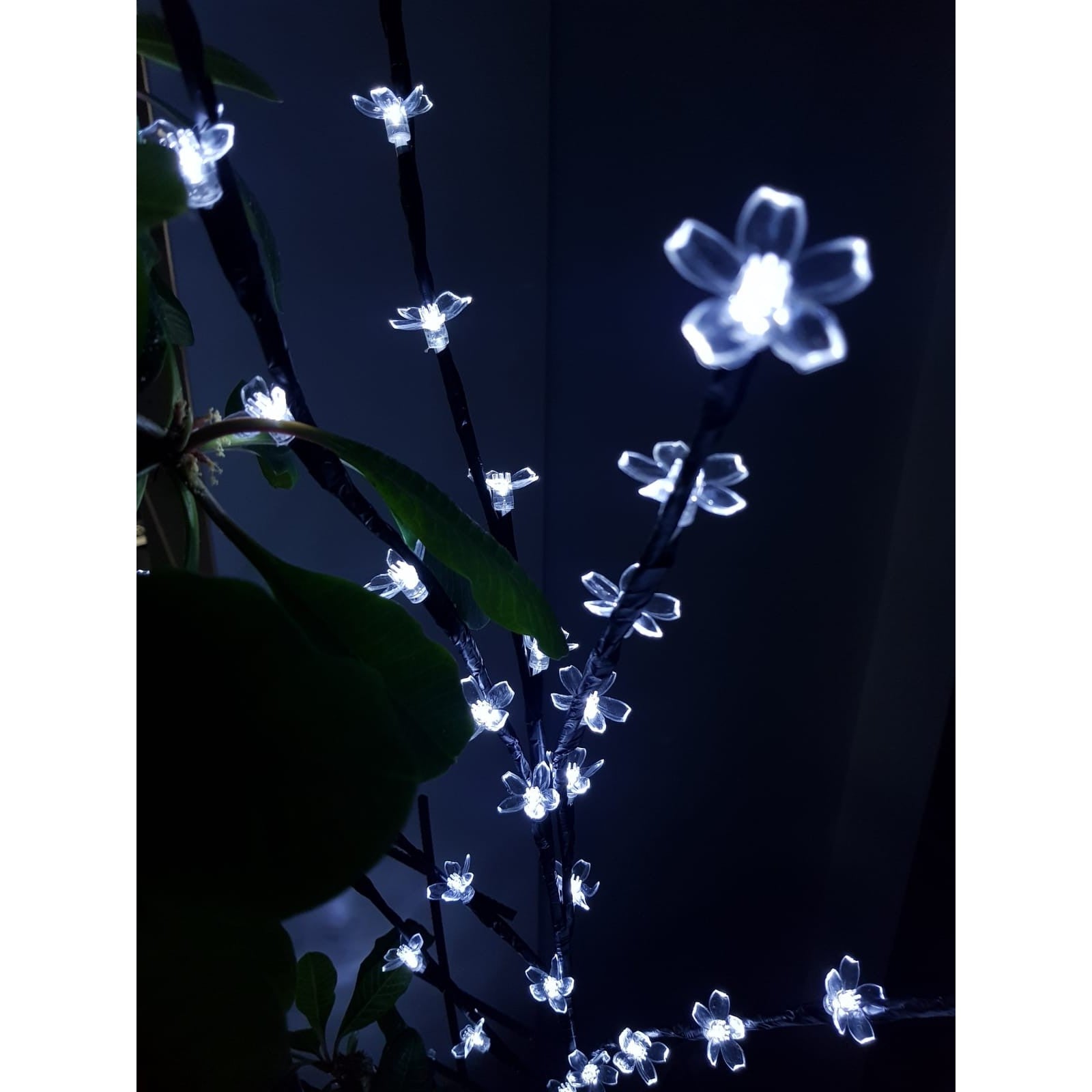 Decoratiune Luminoasa Crenguta cu Baterii 72 LED -uri Flori Alb Rece-1