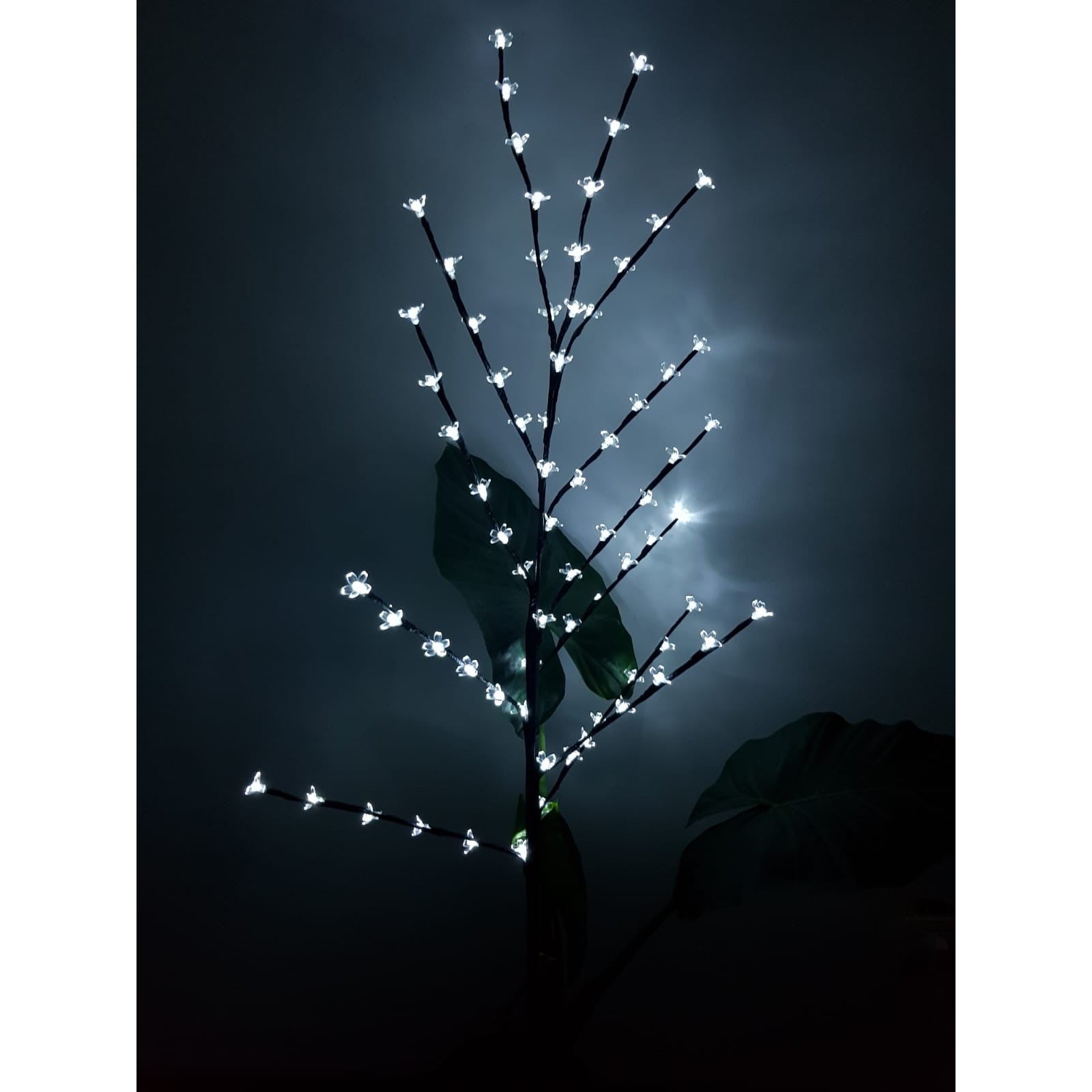 Decoratiune Luminoasa Crenguta cu Baterii 72 LED -uri Flori Alb Rece-3