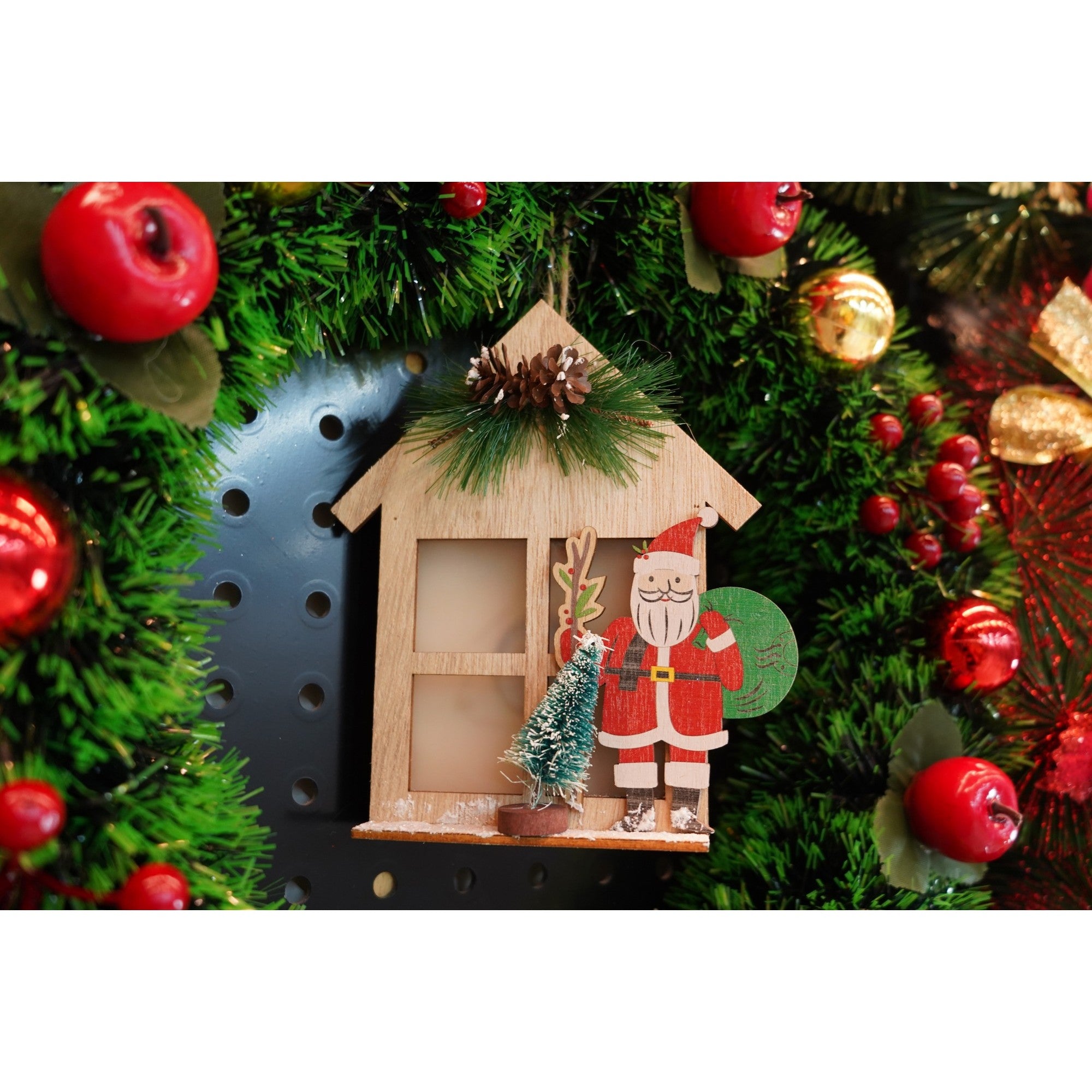 Decoratiune luminoasa, Flippy, Mos Craciun, maro, lungime: 13 cm, latime: 5 cm, inaltime: 17 cm, lemn, interior/exterior-2