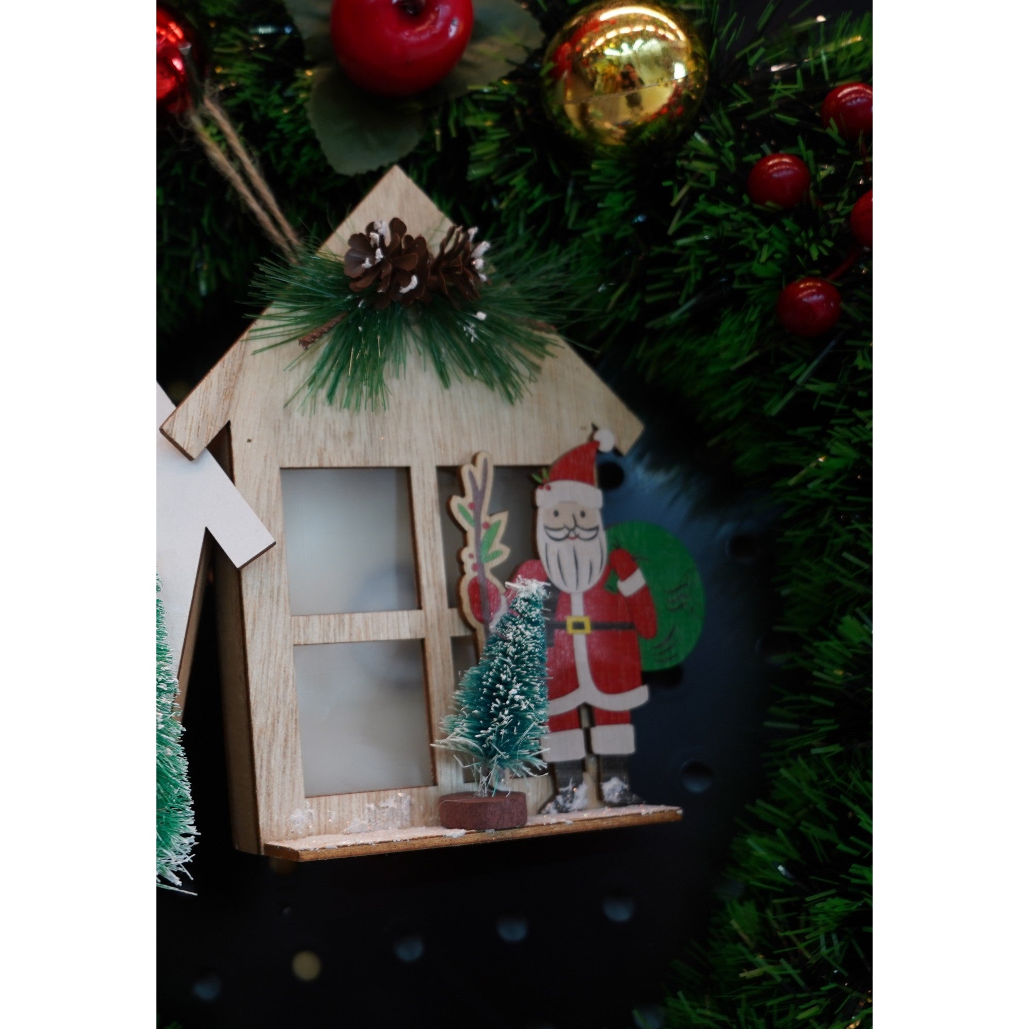 Decoratiune luminoasa, Flippy, Mos Craciun, maro, lungime: 13 cm, latime: 5 cm, inaltime: 17 cm, lemn, interior/exterior-3