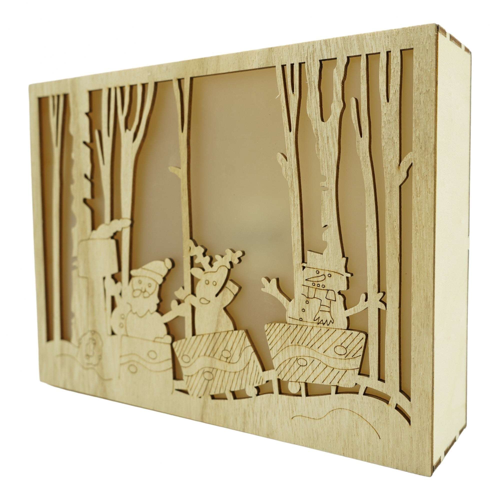 Decoratiune luminoasa, Flippy, Peisaj de iarna - Mos Craciun, maro, lungime: 21 cm, latime: 5 cm, inaltime: 16 cm, lemn, interior/exterior-0