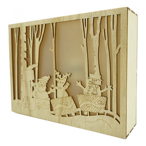 Decoratiune luminoasa, Flippy, Peisaj de iarna - Mos Craciun, maro, lungime: 21 cm, latime: 5 cm, inaltime: 16 cm, lemn, interior/exterior-0