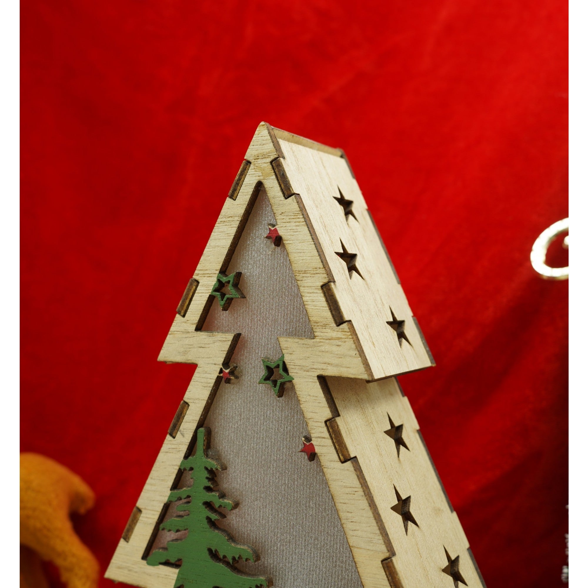 Decoratiune luminoasa, model de Brad cu Om de zapada, maro, lungime: 14 cm, latime: 5 cm, inaltime: 20 cm, lemn, interior/exterior-4