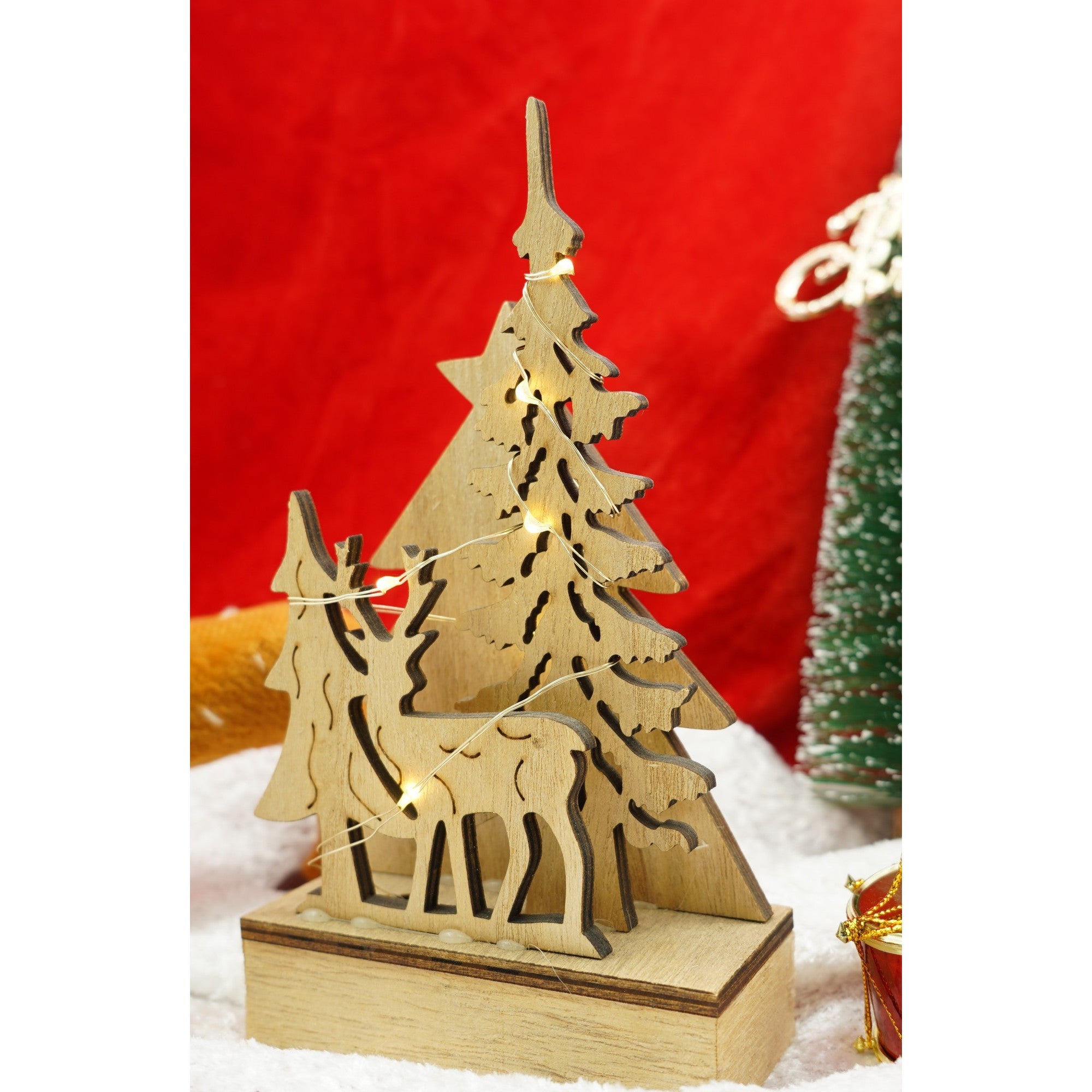 Decoratiune luminoasa, peisaj de iarna, maro, lungime: 11 cm, latime: 5 cm, inaltime: 19 cm, lemn, interior/exterior-1