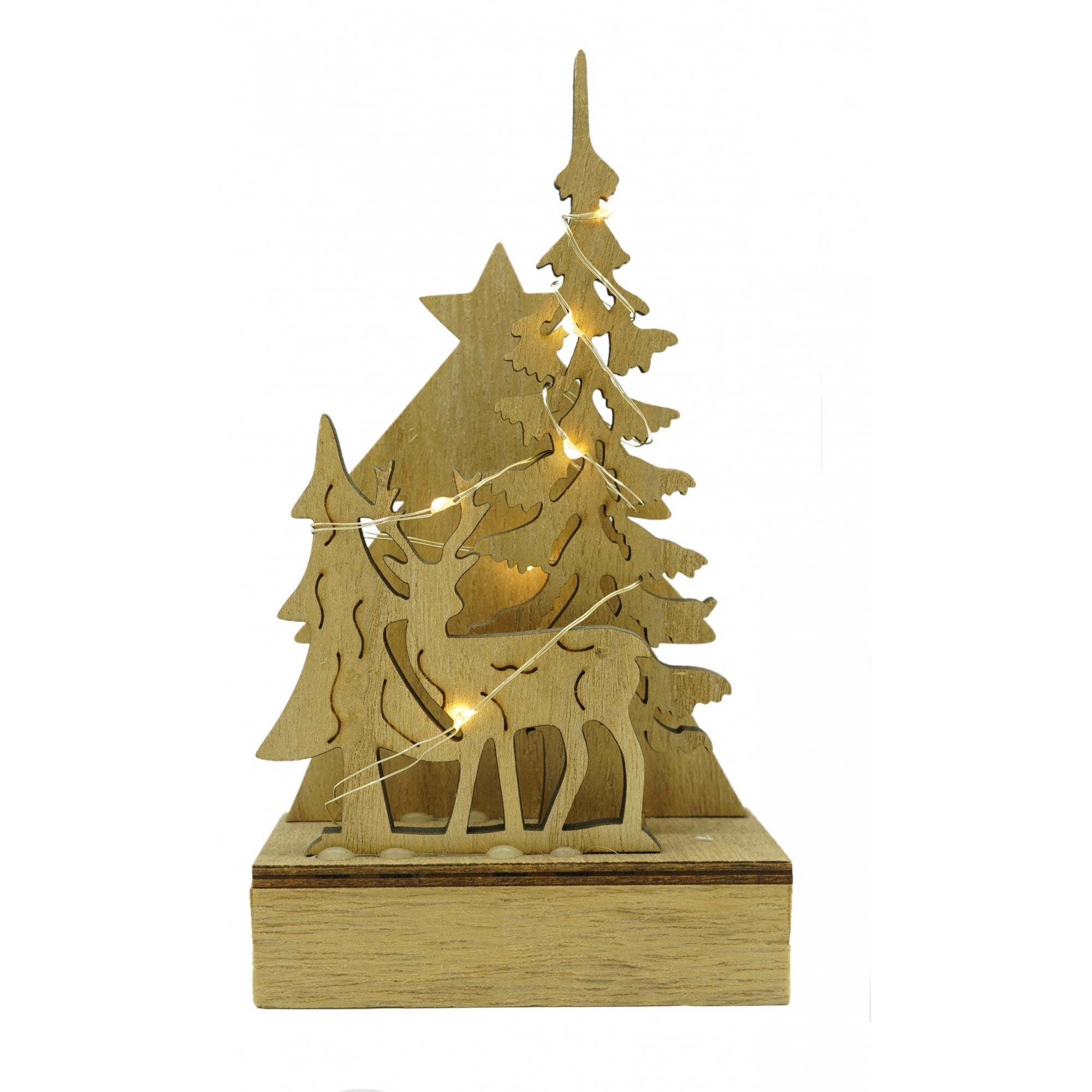 Decoratiune luminoasa, peisaj de iarna, maro, lungime: 11 cm, latime: 5 cm, inaltime: 19 cm, lemn, interior/exterior-0