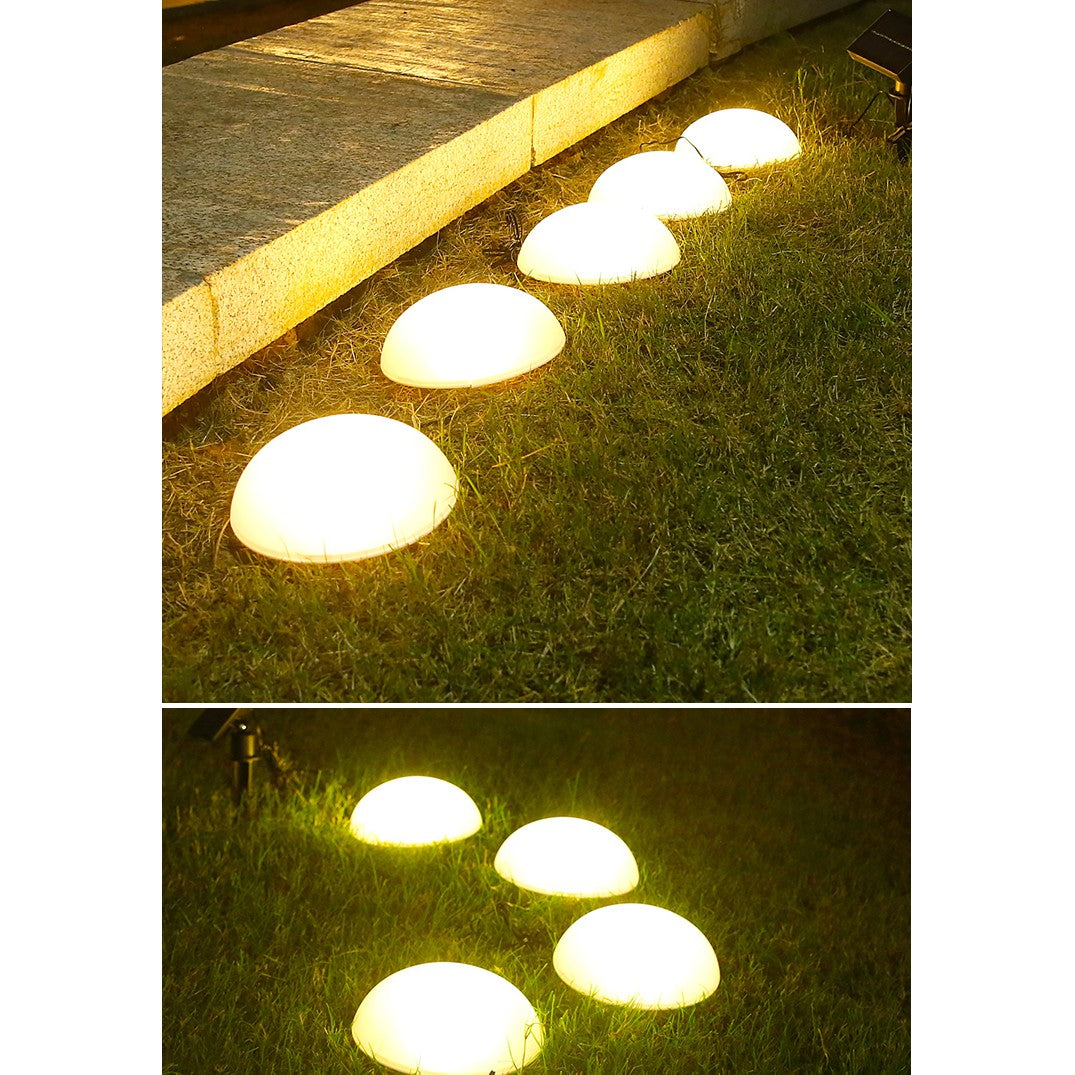 Decoratiune pentru gradina, Flippy, lampa solara in forma de ciuperca, 5 ciuperci, alb cald-3