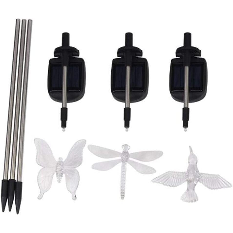 Set 3 Lampi Solare LED tip pasare-fluture-libelula, Inaltime 43 cm, Flippy, Multicolor-1
