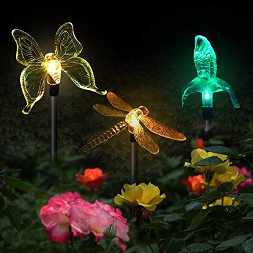 Set 3 Lampi Solare LED tip pasare-fluture-libelula, Inaltime 43 cm, Flippy, Multicolor-3