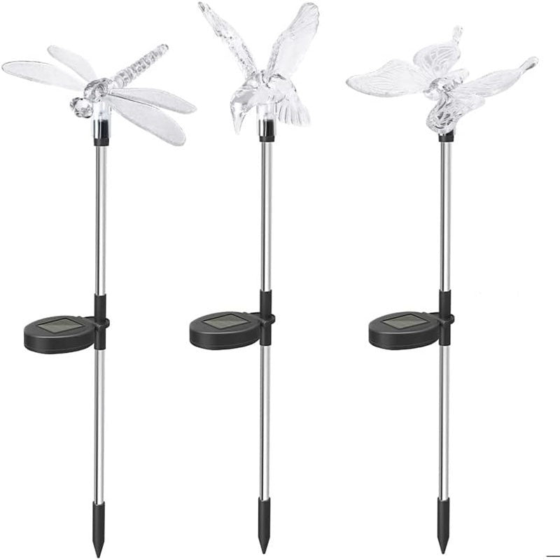 Set 3 Lampi Solare LED tip pasare-fluture-libelula, Inaltime 43 cm, Flippy, Multicolor-0