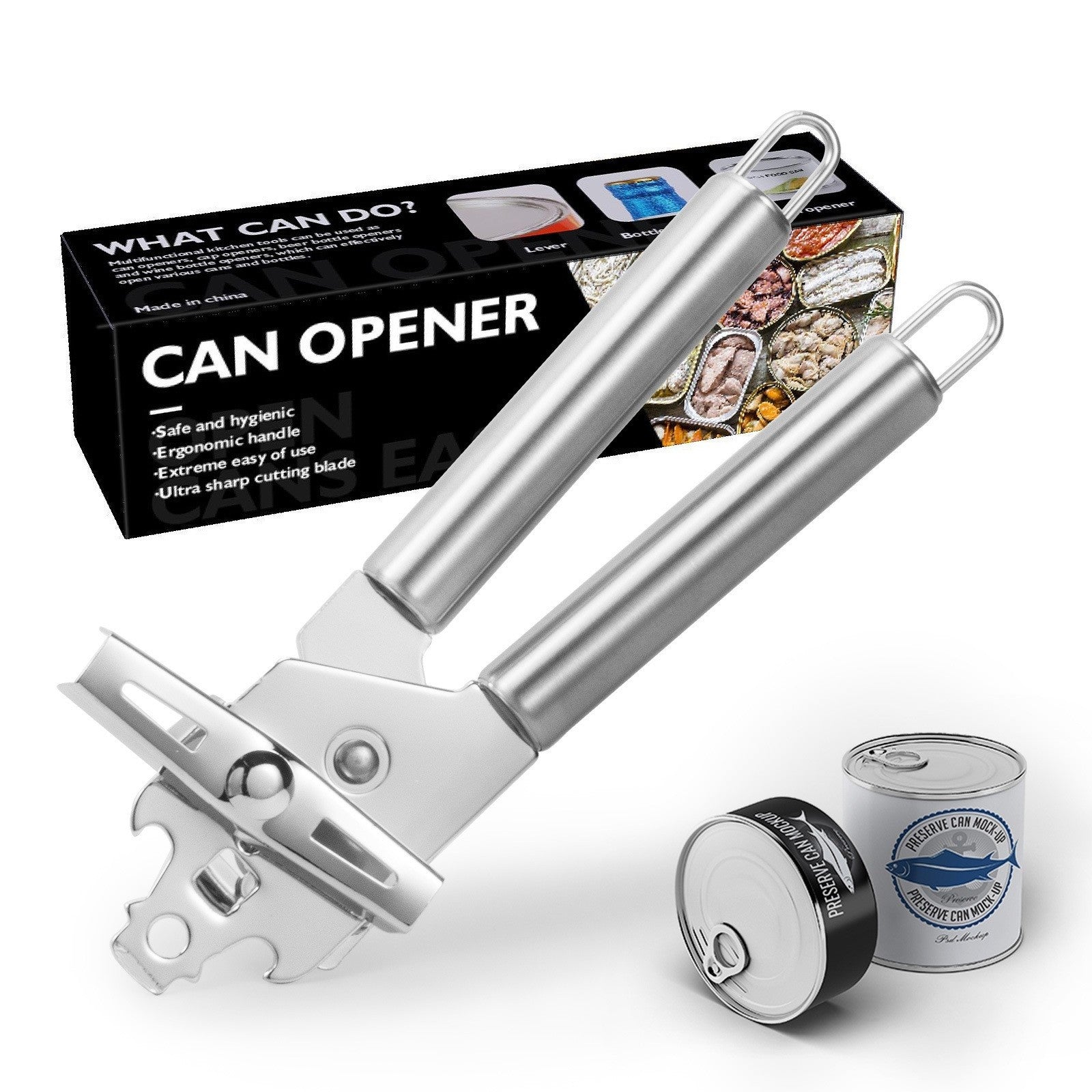 Deschizator conserve Flippy, material inox, ergonomic, gri-1