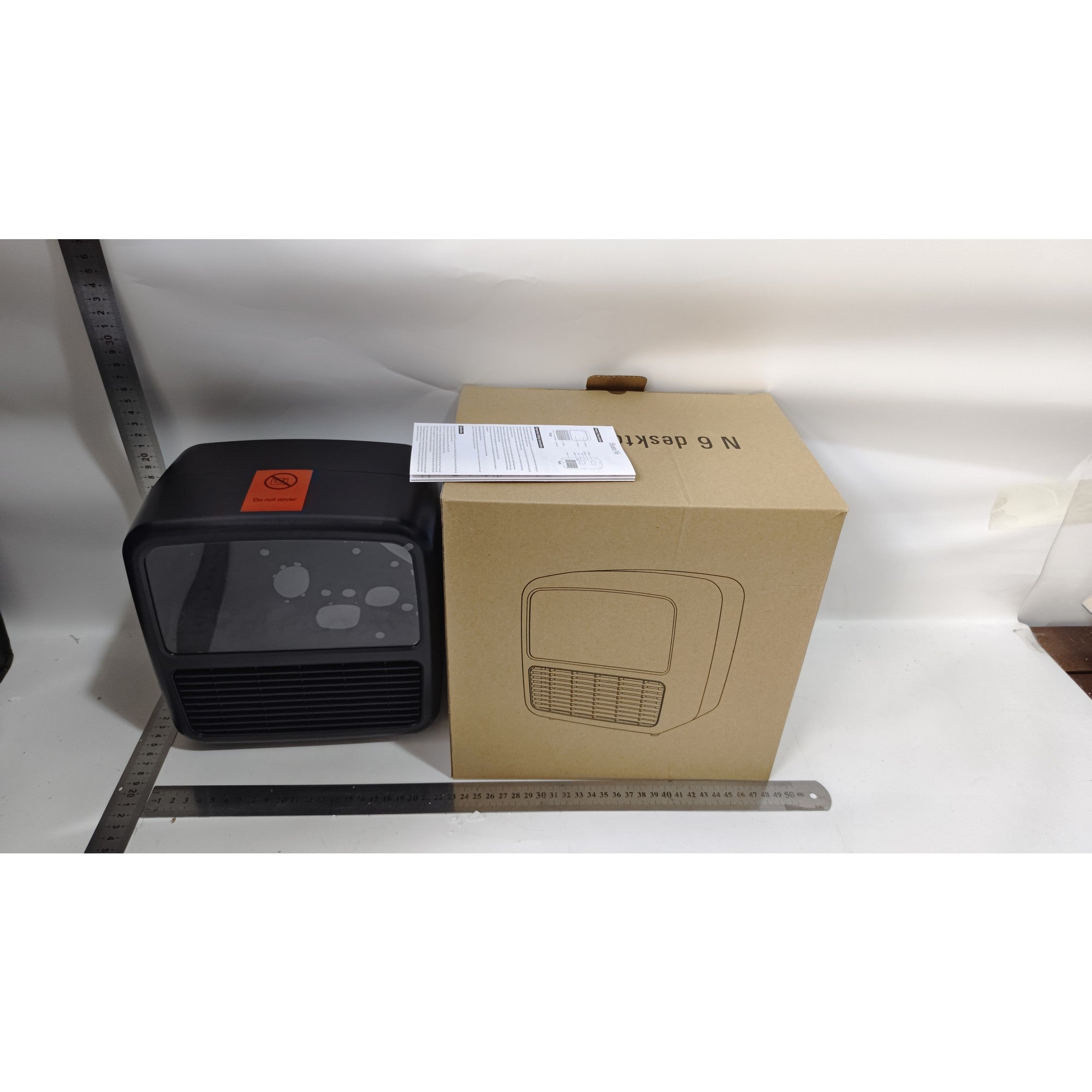 Mini Aeroterma Puternica Portabila Flippy, Putere 1500W, Mini radiator electric cu Display LCD, efect de semineu si flacara, 22x22x15 cm, Negru-1