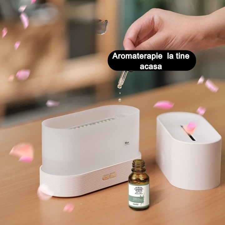 Difuzor de ulei esential cu flacara Flippy, aromaterapie, umidificator de aer, rezervor 180 ml, simulare efectelor de iluminare a flacarii, lumina veghe ajustabila, alb-3