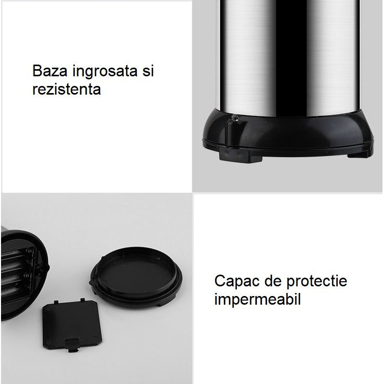 Dispenser pentru Sapun Lichid/Dezinfectant, Flippy, cu Senzor Infrarosu de Miscare, din Otel Inoxidabil, 250 ml, 19 x 11 cm, Gri-3