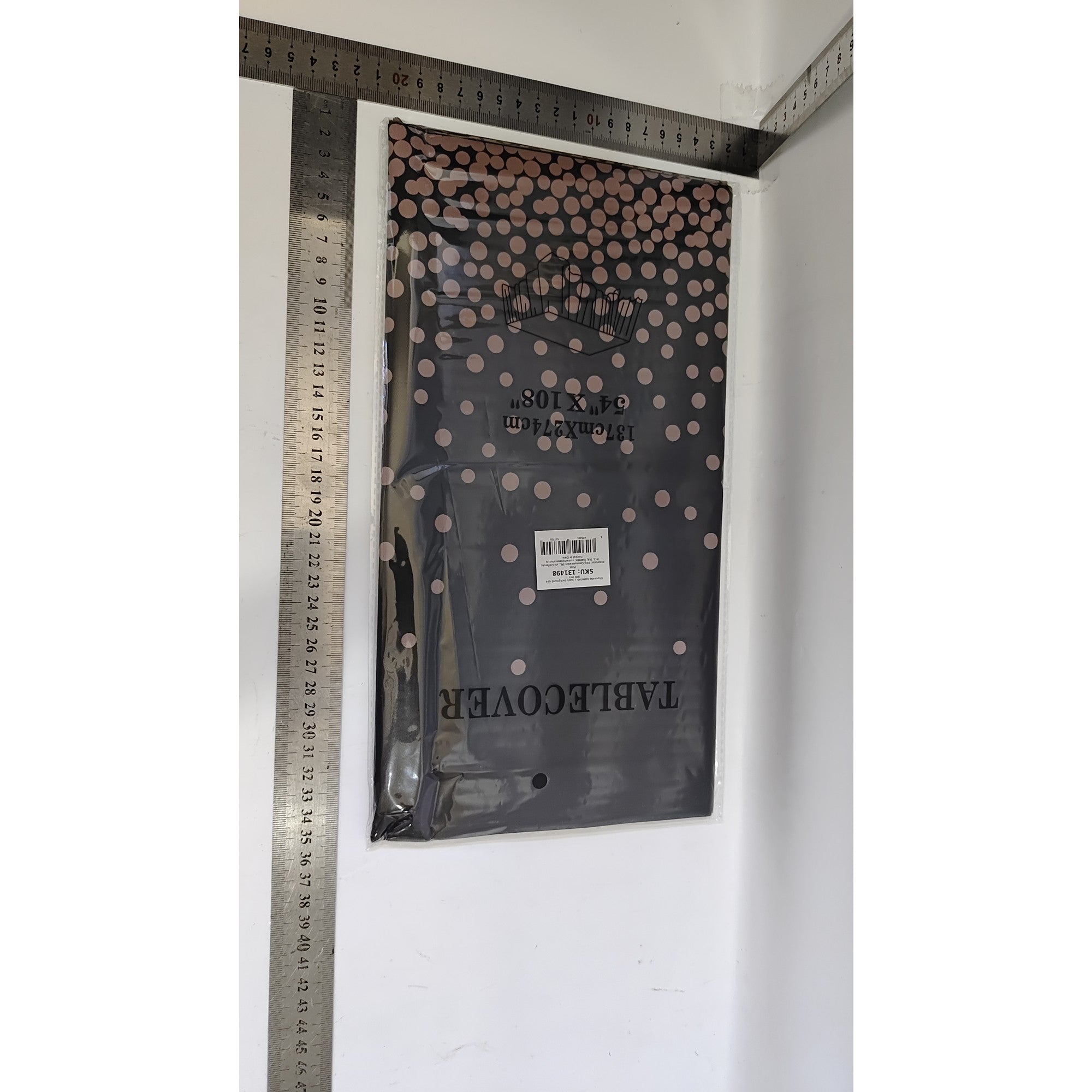 Fata de masa dreptunghiulara, Flippy, Impermeabila, Anti-pete, Pentru petreceri, nunti, botezuri, decoratiuni, 274x137cm, Negru/ Roz-1