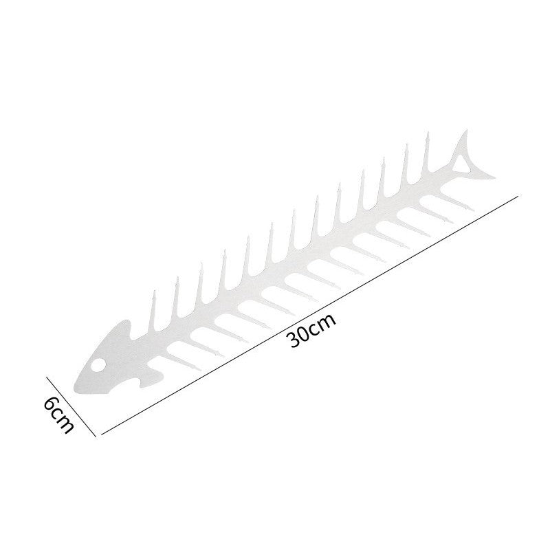 Forma pentru Frigarui, Flippy, Model Oase de Peste, din Otel Inoxidabil, Instrument pentru Gratar, BBQ, cu Deschizator de Sticle, 30x6 cm, Argintie-6