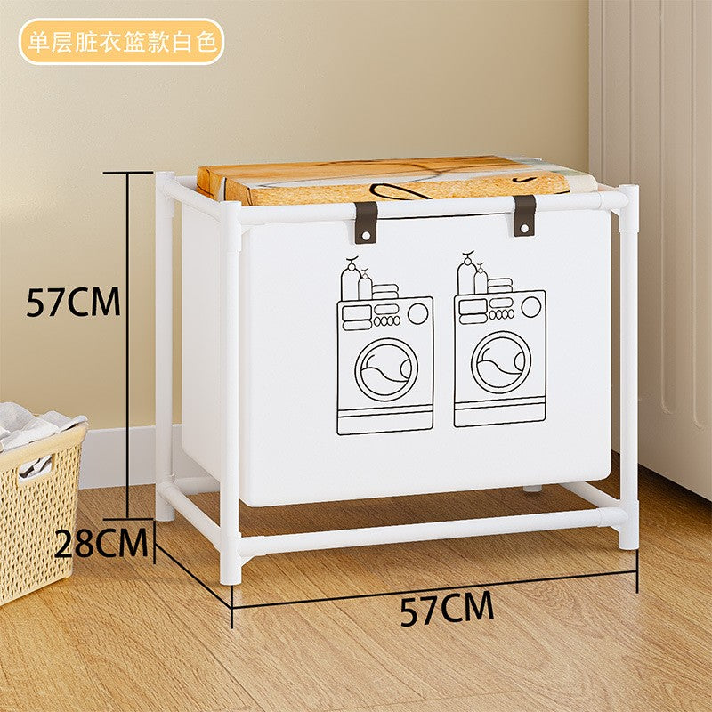 Dulap de Depozitare cu un strat, Flippy, Cos pentru Haine Murdare, 57x28x57 cm, Alb-0