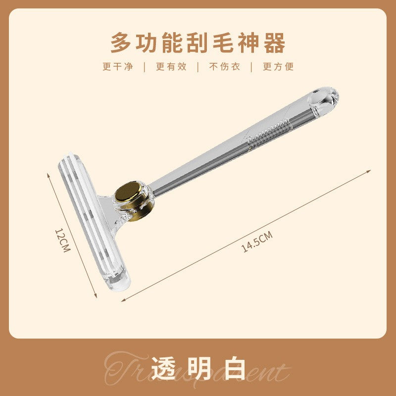 Aparat de ras cu două fețe, Flippy, instrument manual cu bile de bărbierit, culoare: alb transparent-0