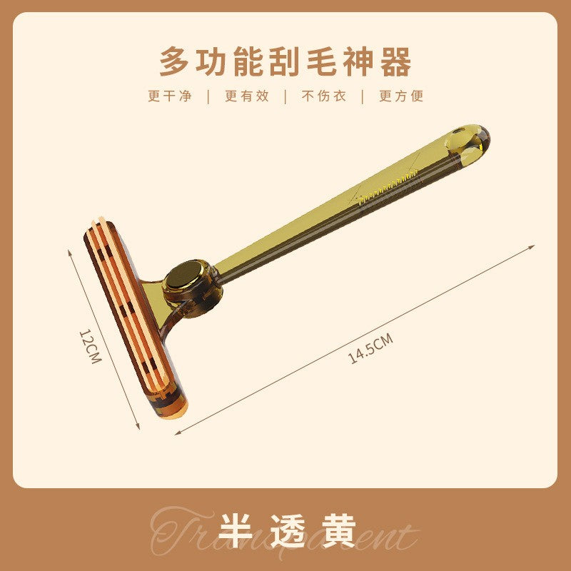 Aparat de ras cu două fețe, Flippy, instrument manual cu bile de bărbierit, culoare: galben transparent-0