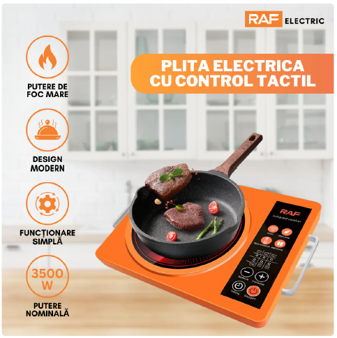 Plită Electrică RAF 8046O cu Control Tactil, Plită de Gătit cu Încălzire Radiantă Infraroșu, 3500W