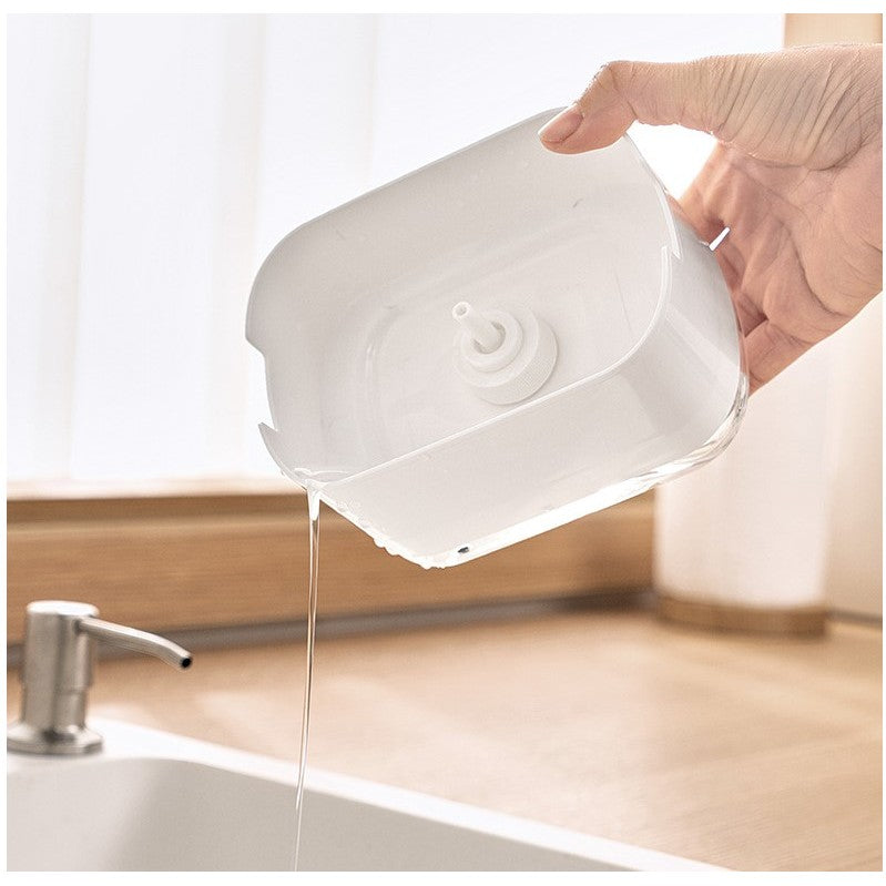 Dozator Flippy, Dispenser 2 in 1 pentru Detergent Lichid de Vase sau pentru Obiecte Sanitare cu Suport pentru Burete de Bucatarie , 8.6 x 14.5 x 10 cm, capacitate 300 ml, alb-2