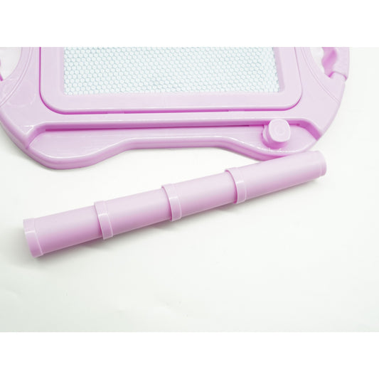 Tabla Magnetica pentru desen Flippy, Pix, forma dreptunghi, dimensiuni 23x17 cm, Dezvolta Creativitatea, cu picioare suport, Roz Pal-1
