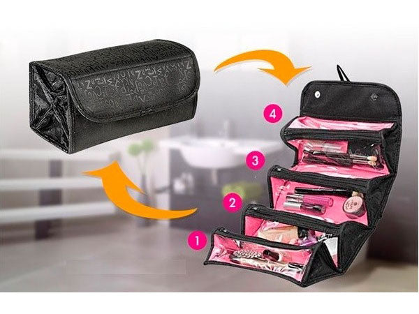 Organizator Cosmetice Tip Roll & Go pentru Călătorii
