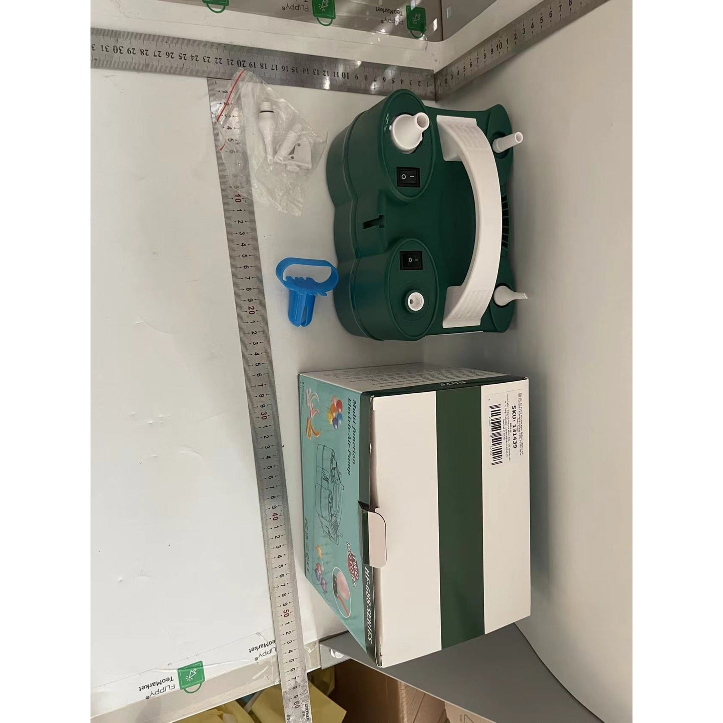 Pompa Electrica de Umflat Baloane, Flippy, cu Doua Iesiri, 220V, Putere 600W, Accesorii petrecere, Verde-1