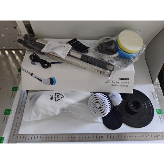 Perie Electrica de Curatare cu Maner, Flippy, Perie pentru Gresie, Baie, Bucatarie, cu 9 Capete, Maner Extensibil Detasabil, Culoare: Alb-1
