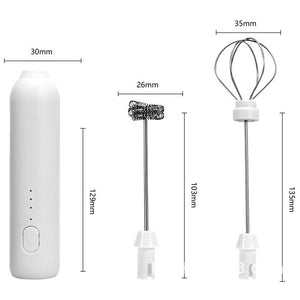 Mixer Spuma Lapte, Flippy, Electric cu Incarcare USB, Bauturi Calde/Reci, Maner Izolat Termic, Otel Inoxidabil, pentru Latte, Ciocolata Calda, Cappuccino, Frappe, Usor de Folosit, 2 Accesorii, Alb-0